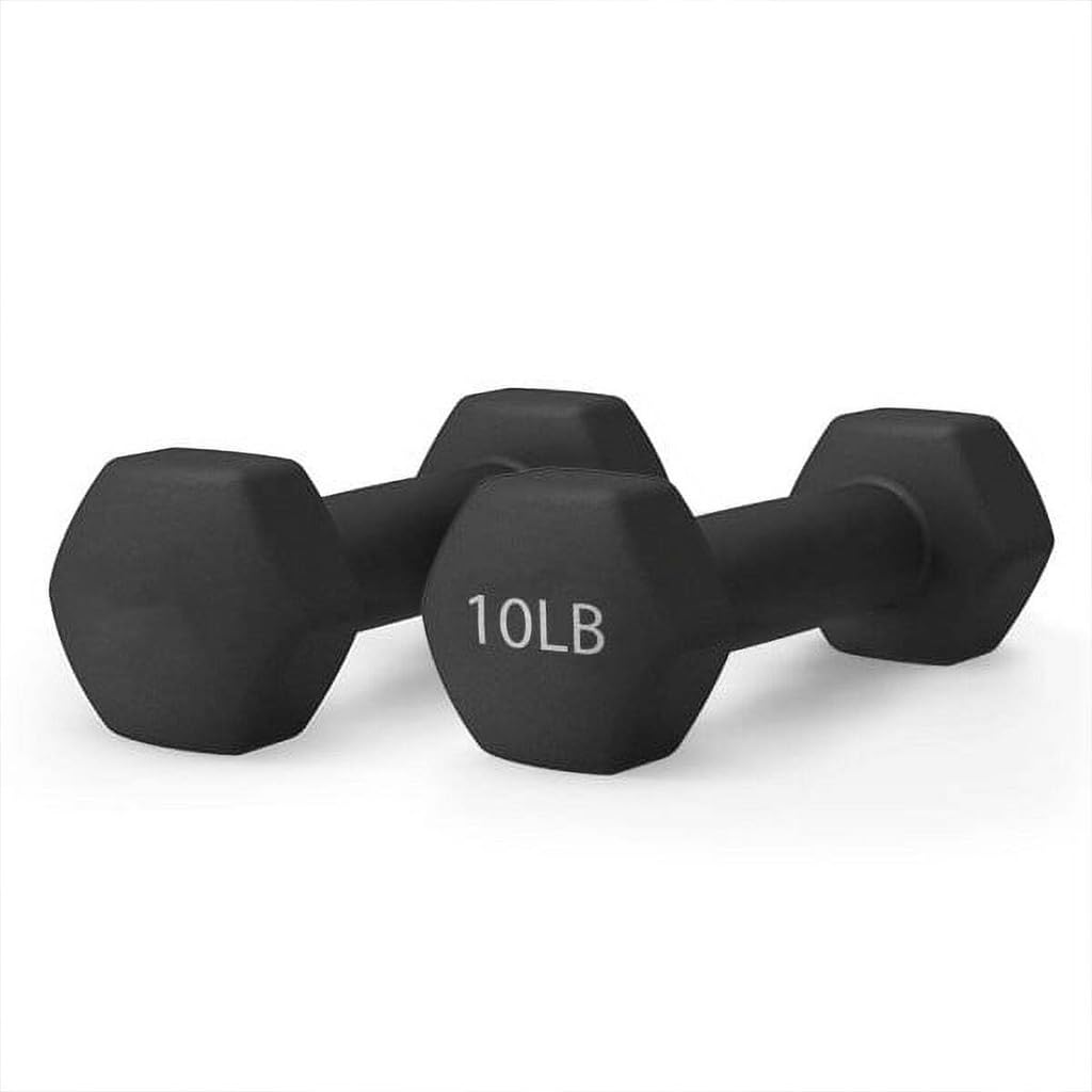 10 LBS Black Neoprene Hex Dumbbells F3678