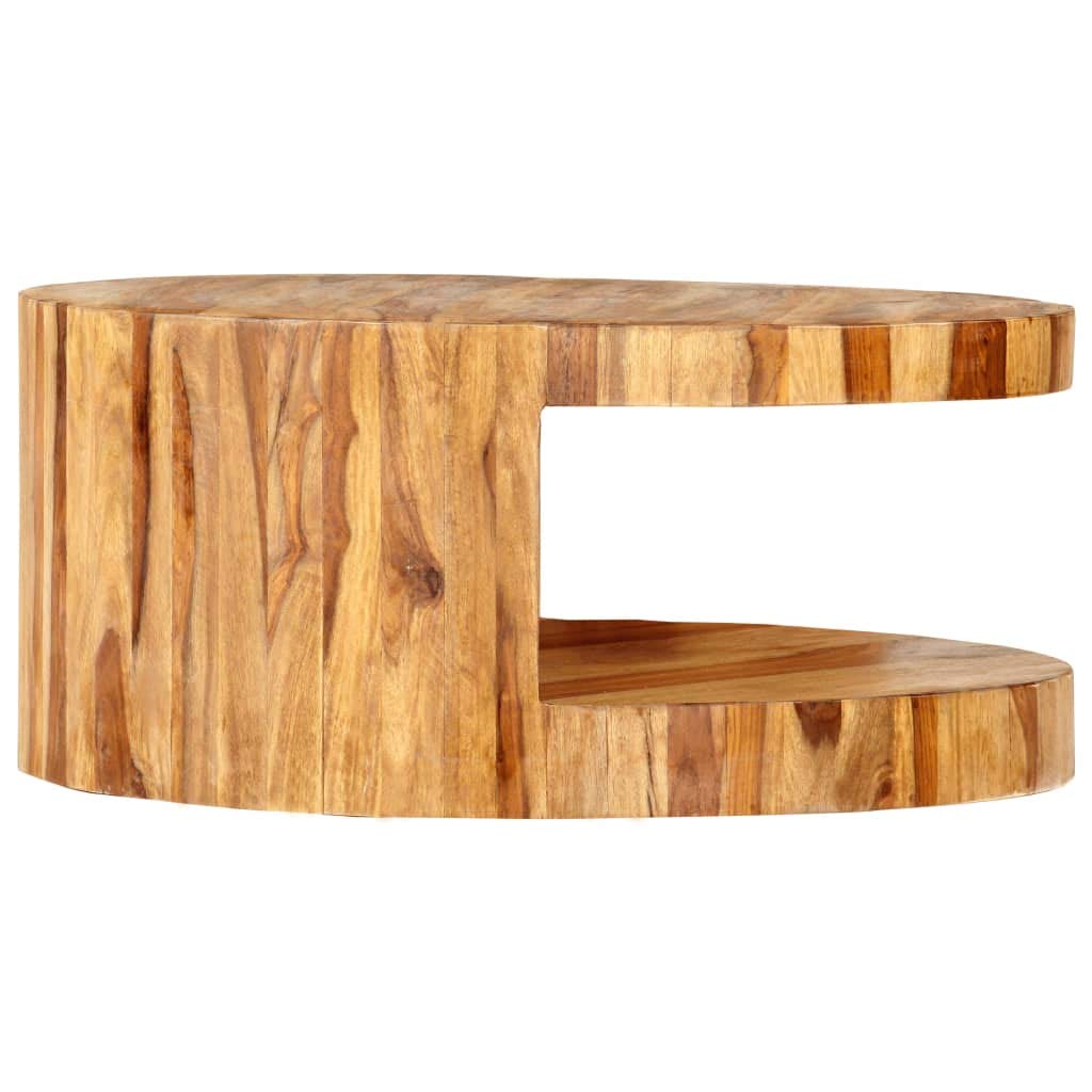 Round Coffee Table 25.6"x11.8" Solid Sheesham Wood G42844
