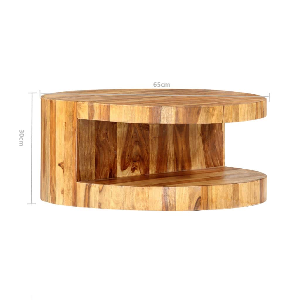 Round Coffee Table 25.6"x11.8" Solid Sheesham Wood G42844