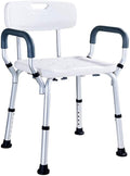 Padded Seat Transfer Bench, Bath Stools, Shower Chair with Arms and Back O6582