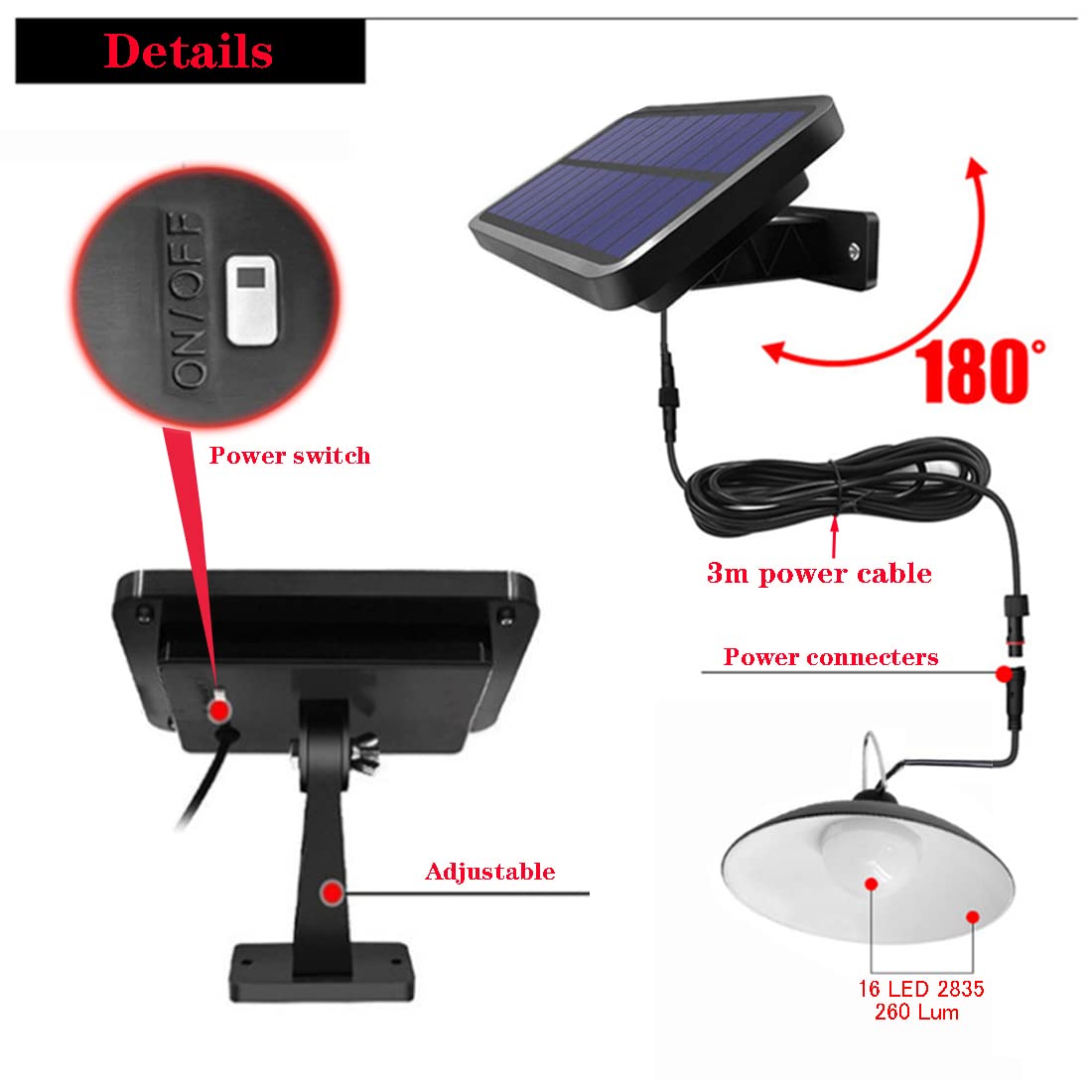 Solar Pendant Lights IP65 Waterproof Dusk to Dawn with Remote Controller H24572
