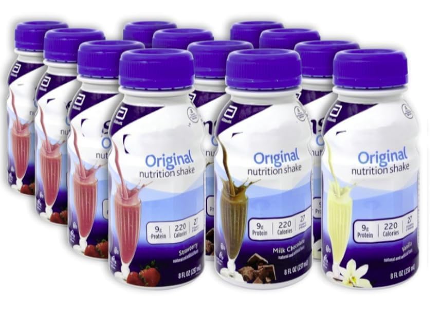 Nutrition Shake Variety Pack Vanilla Chocolate Strawberry 8 fl oz 12 Pack X6215