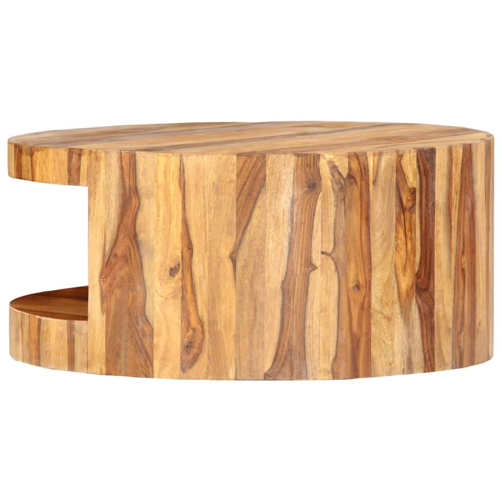 Round Coffee Table 25.6"x11.8" Solid Sheesham Wood G42844