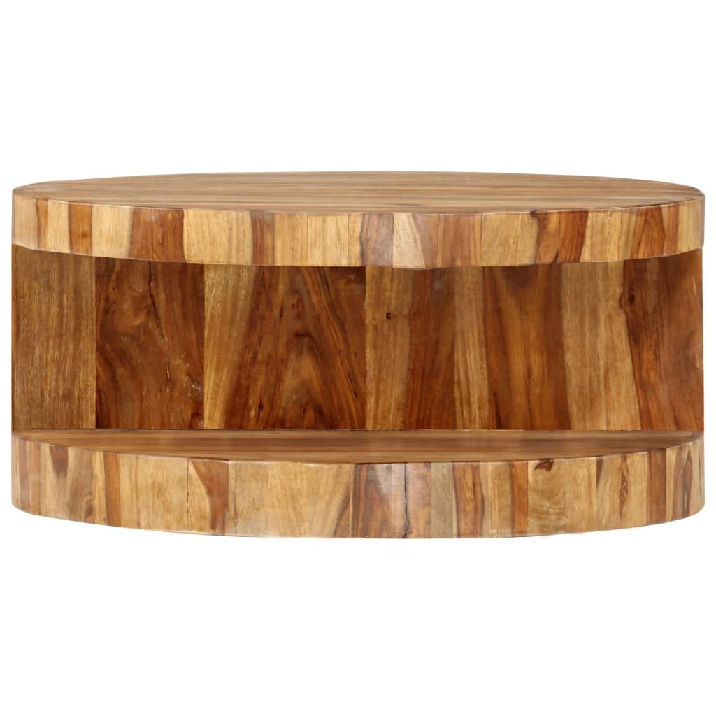 Round Coffee Table 25.6"x11.8" Solid Sheesham Wood G42844