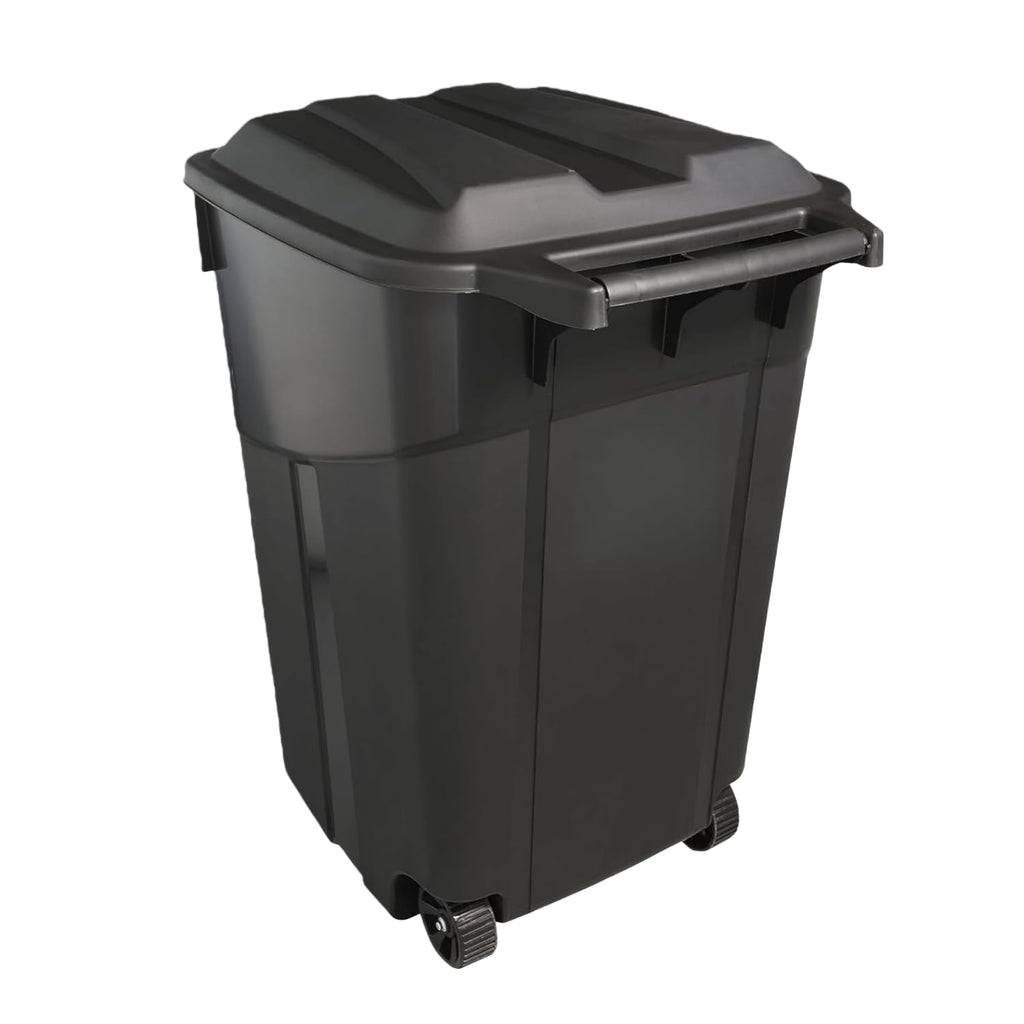 45 Gallon Black Wheeled Trash Can with Lid K1171