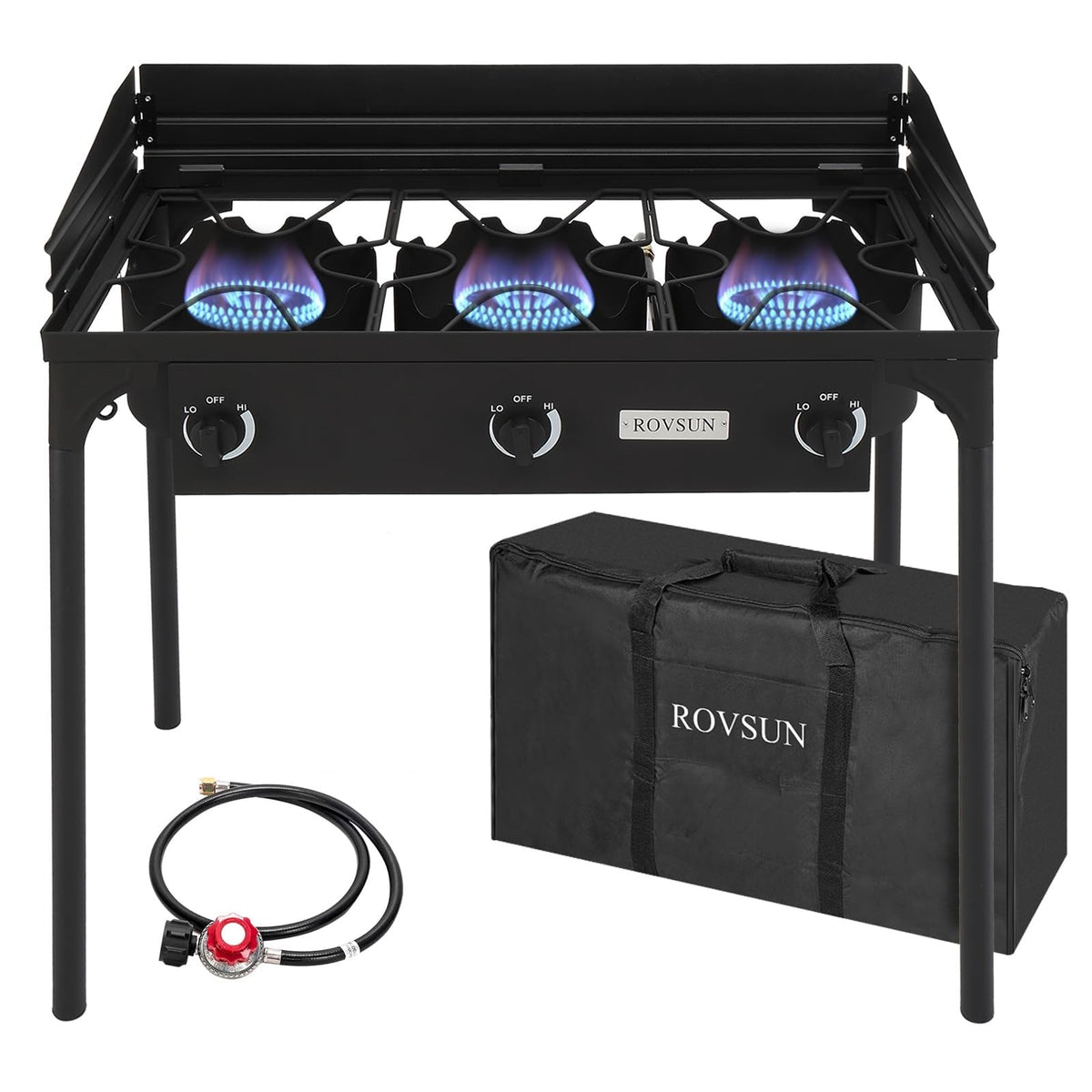 3 Burner Outdoor Propane Gas Stove with Windpanel Q434