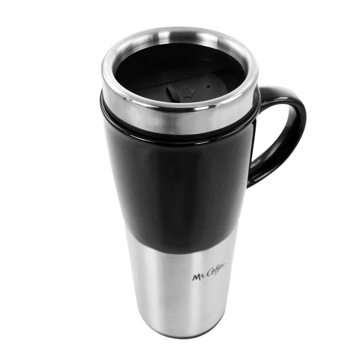 Stainless Steel Stoneware Travel Mug, 16 Oz, Black U90151