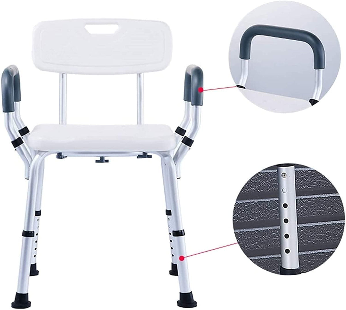 Padded Seat Transfer Bench, Bath Stools, Shower Chair with Arms and Back O6582