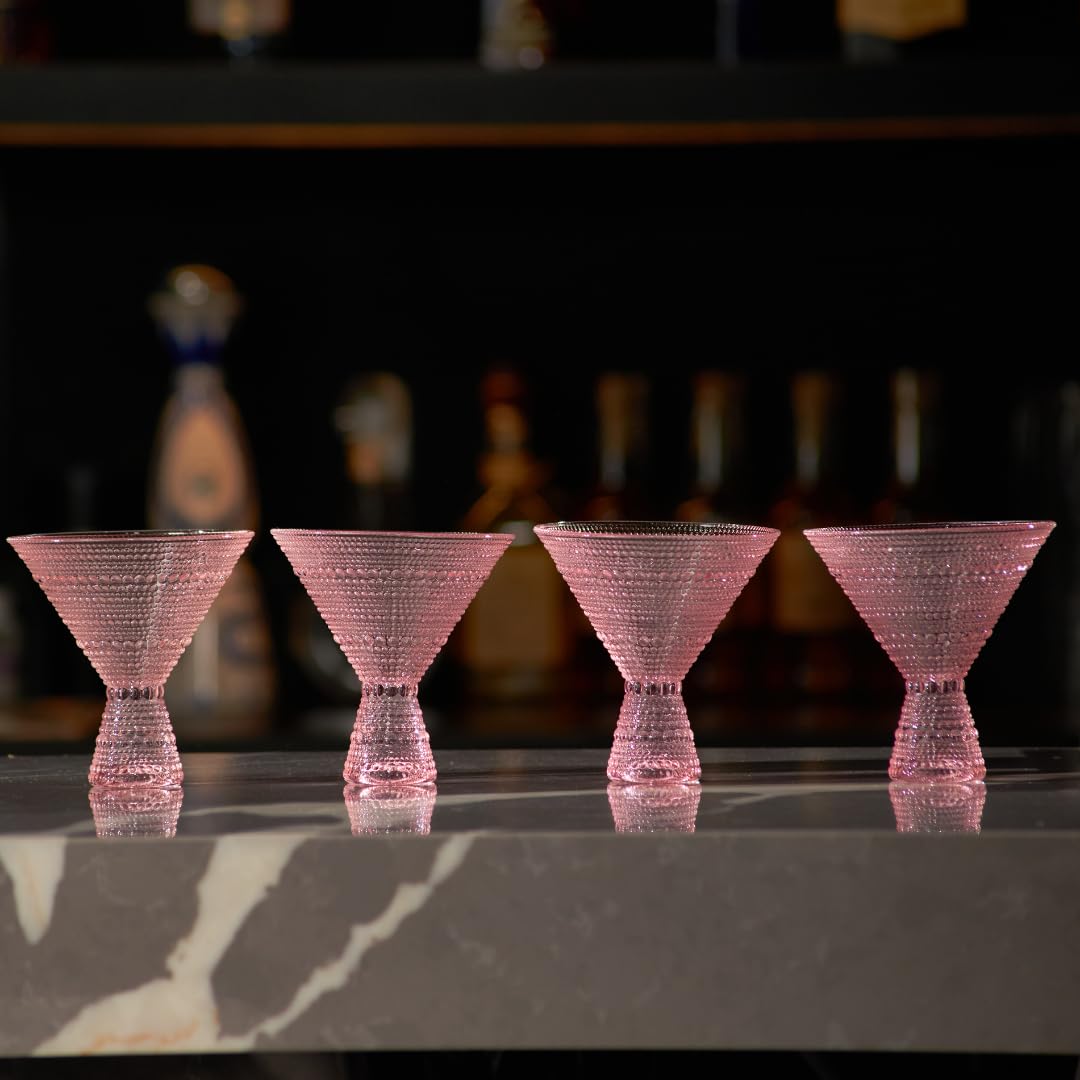 Pink & Clear 9oz Set of 6 Martini Glasses D127