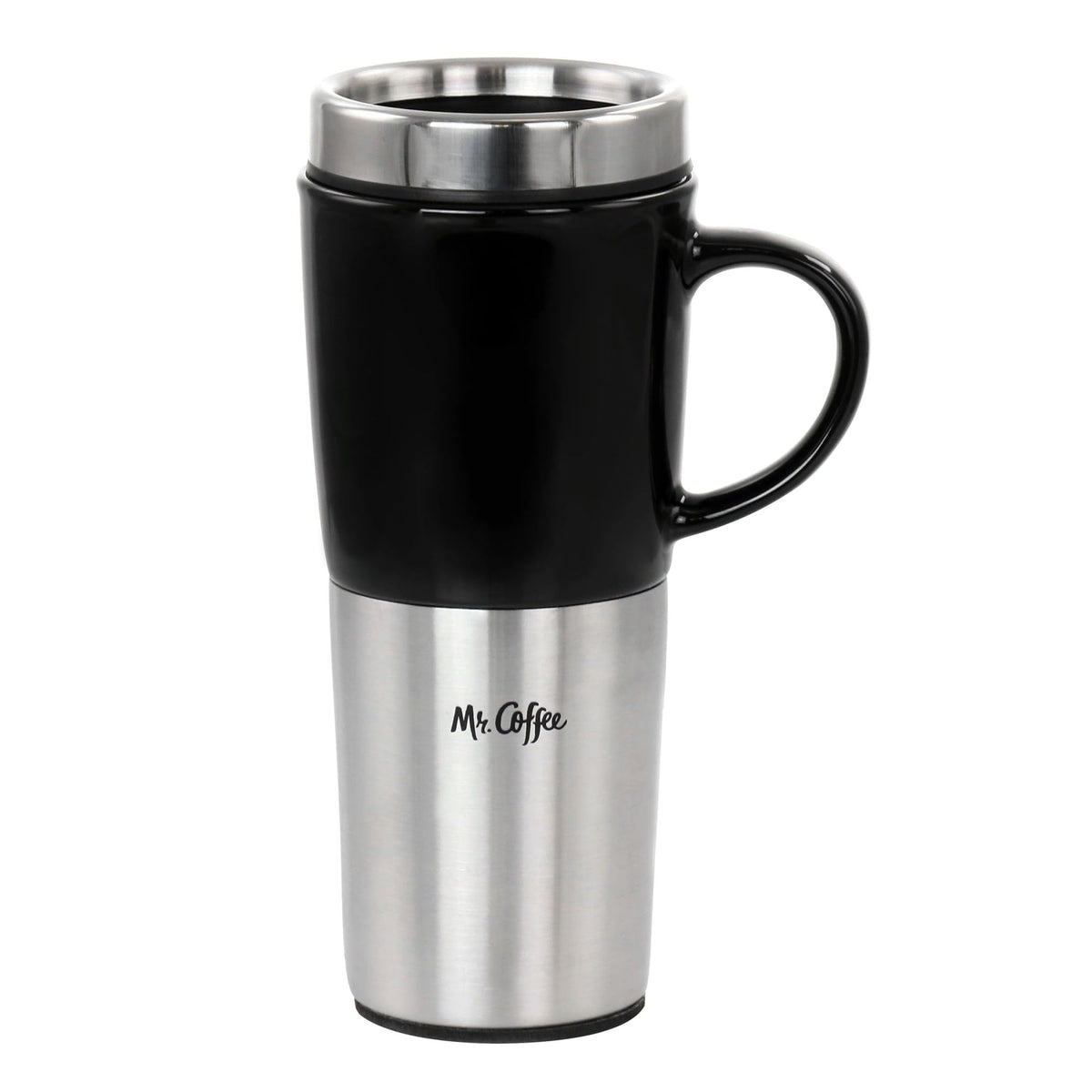 Stainless Steel Stoneware Travel Mug, 16 Oz, Black U90151
