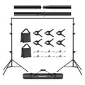 Adjustable Backdrop Stand Kit with 4 Crossbars, 6 Spring Clamps, 6 Backdrop Clips, 2 Sandbags, and Carrying Bag K46820