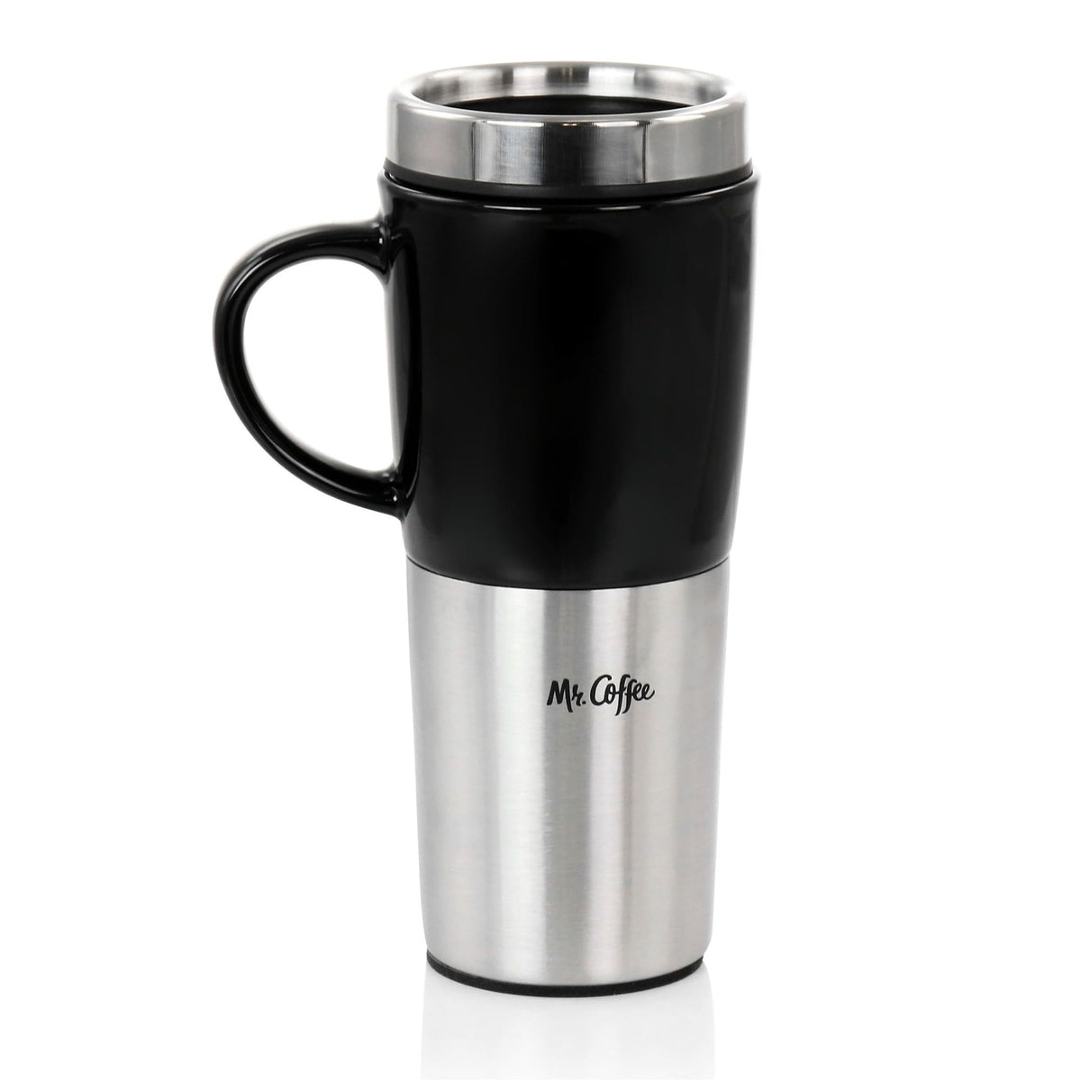 Stainless Steel Stoneware Travel Mug, 16 Oz, Black U90151
