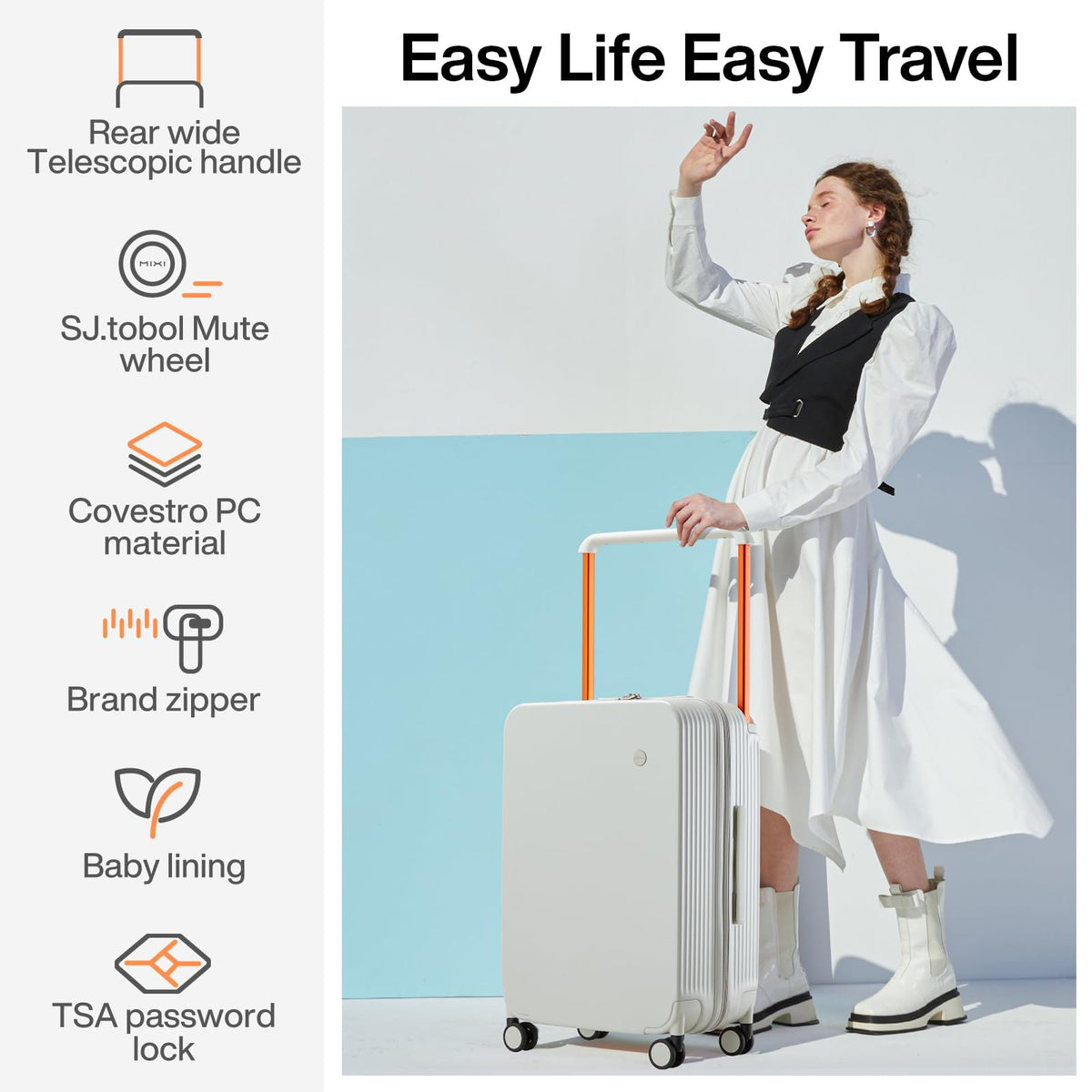 Carry On Luggage with Spinner Wheels & TSA Lock, 20 Inch S413266