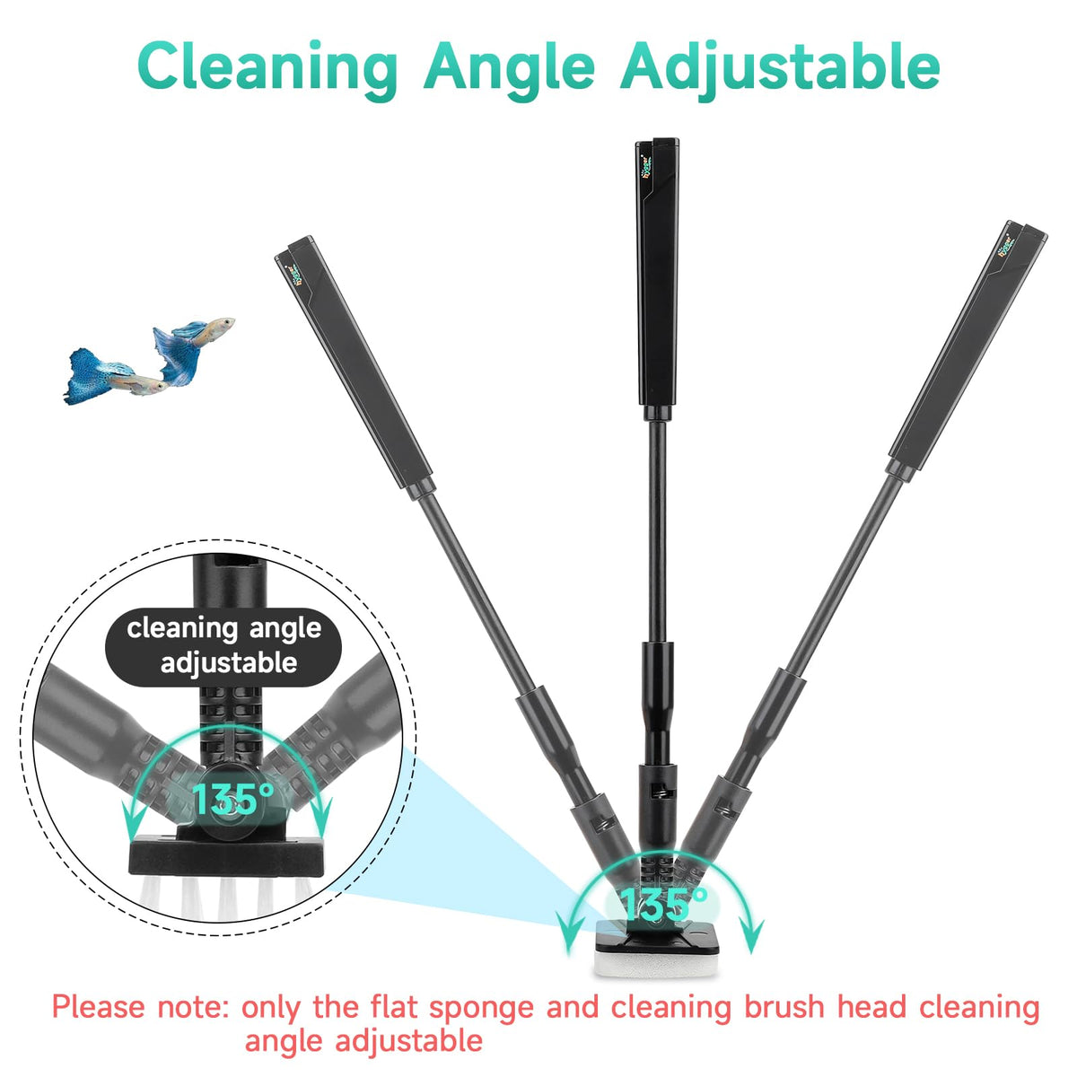 Small 4 in 1 Aquarium Cleaning Tools Kit with Fish Net Algae Scraper Clean Brush Flat Sponge D3856
