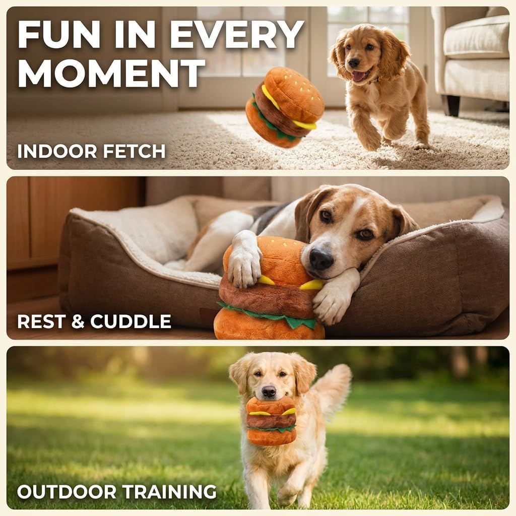 Hamburger Shape Dog Plush Squeaky Toy H151