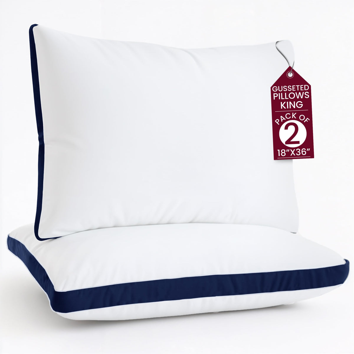 King 2 Pack Down Alternative Gusseted Pillows L8581