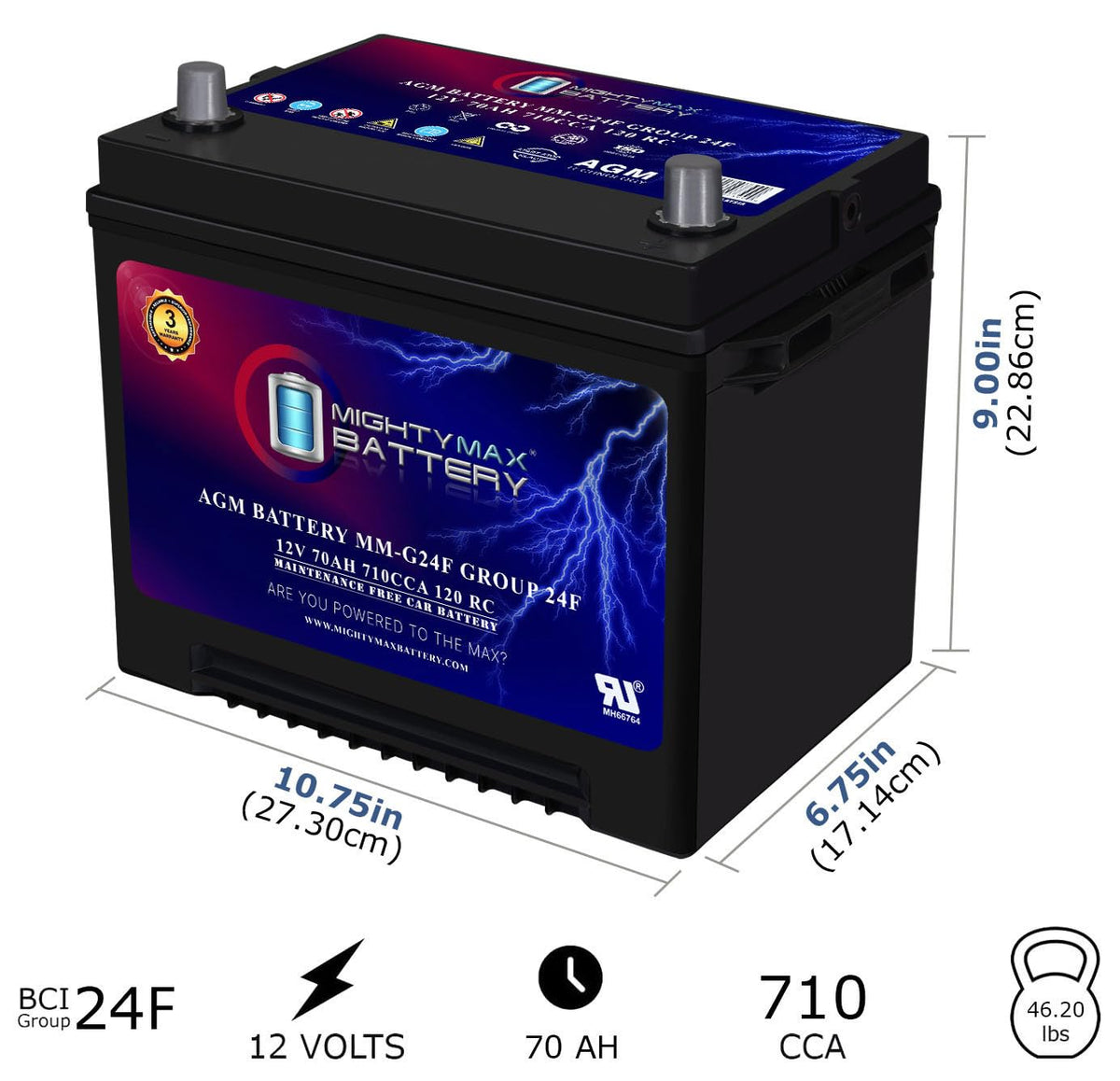 12V 70Ah AGM Replacement Battery I6294