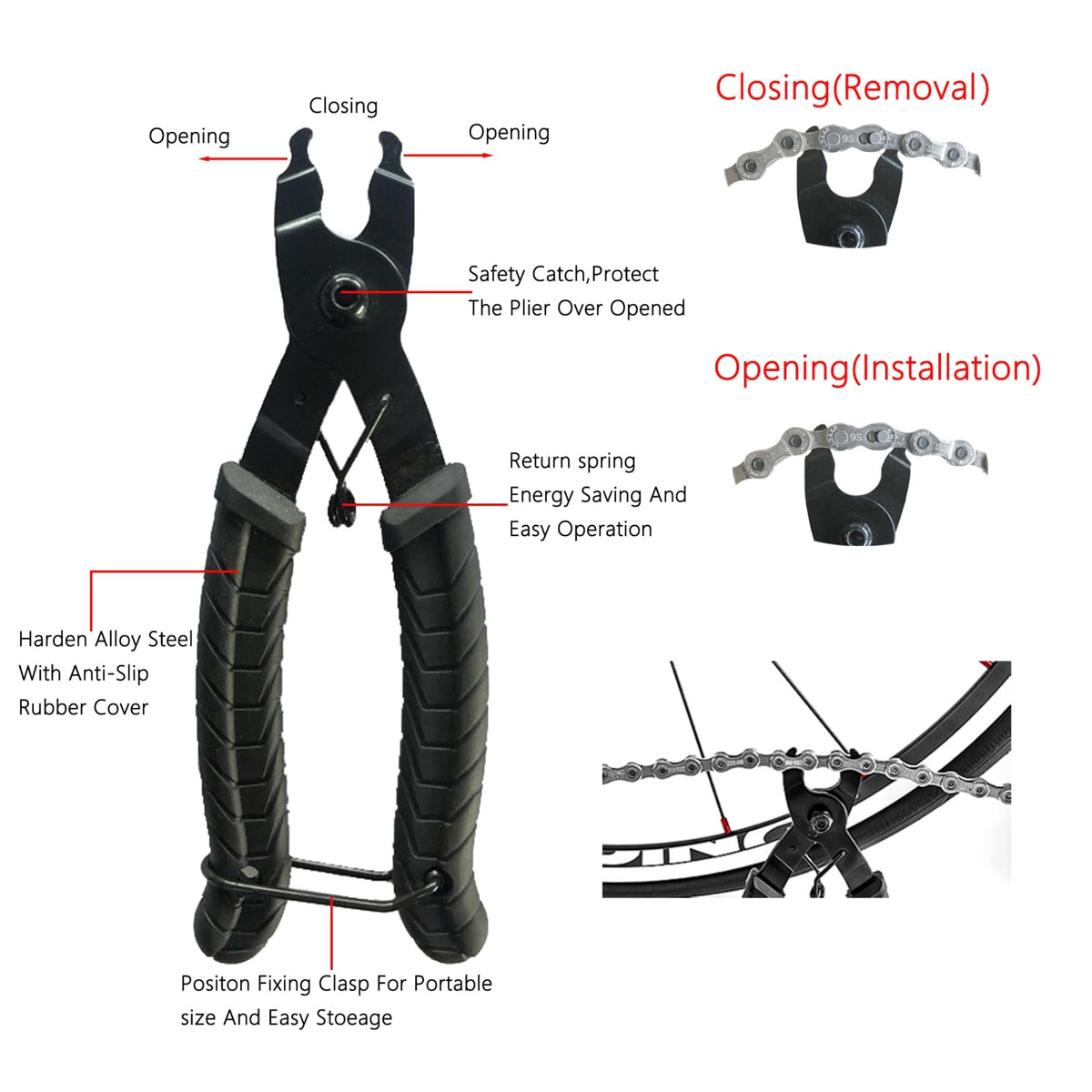 Bike Chain Breaker Tool Set Chain Checker 1-12 Speed N3748