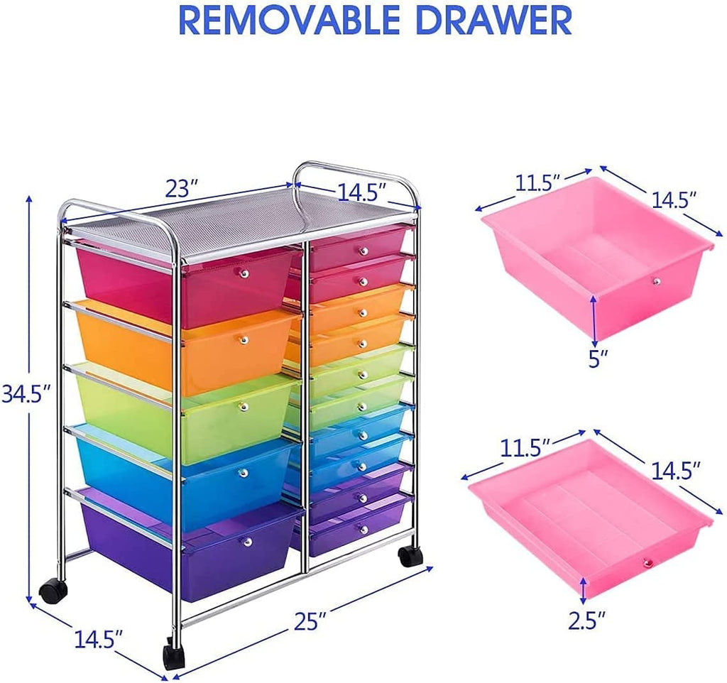 15 Drawer Rolling Storage Cart with Wheels K74276