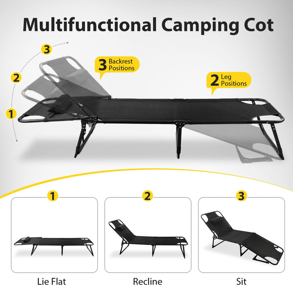Heavy-Duty Portable Padded Camping Cot Bed with Mattress and Pillow J226