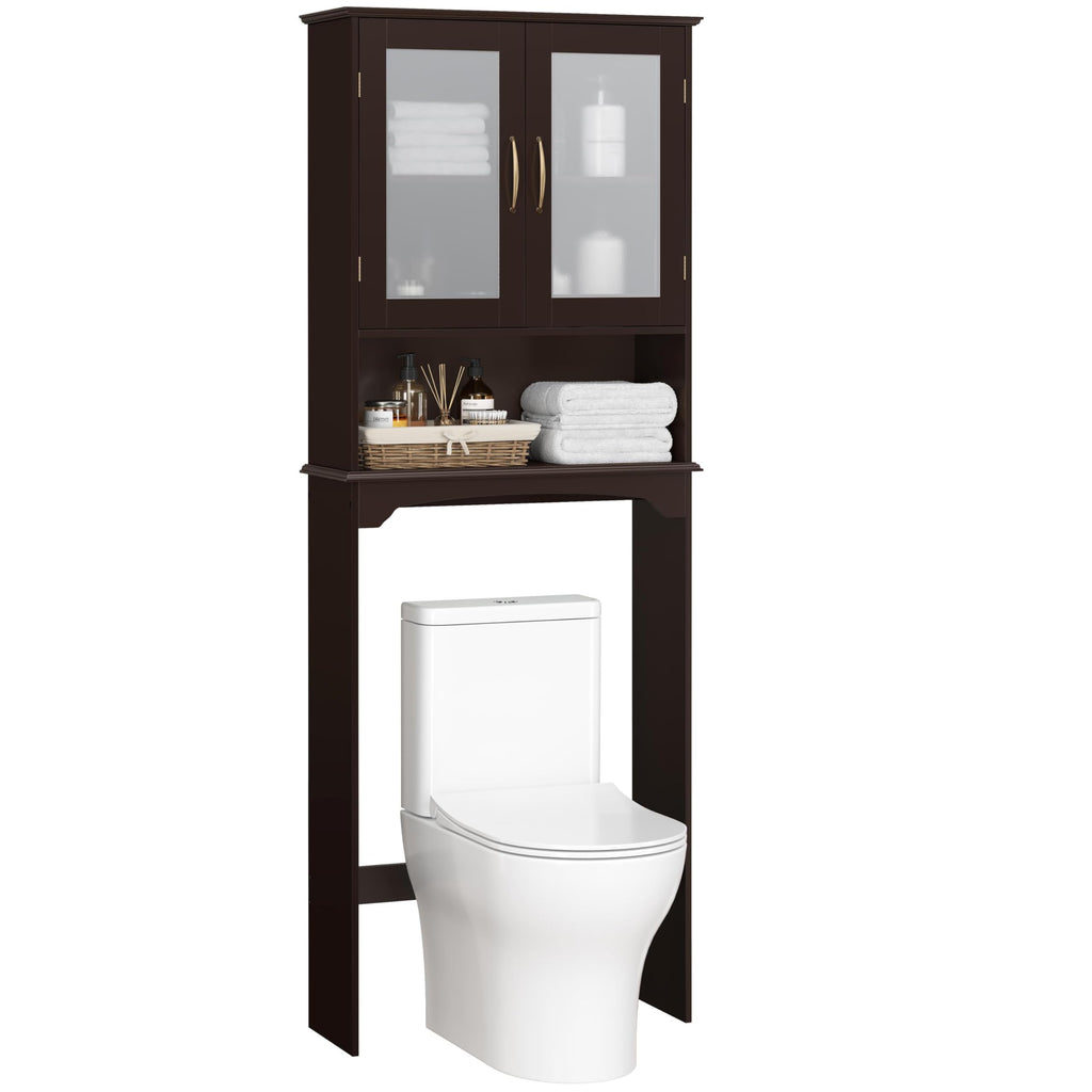 Over the Toilet Storage Cabinet with Glass Doors D696489