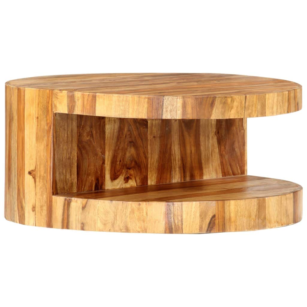 Round Coffee Table 25.6"x11.8" Solid Sheesham Wood G42844