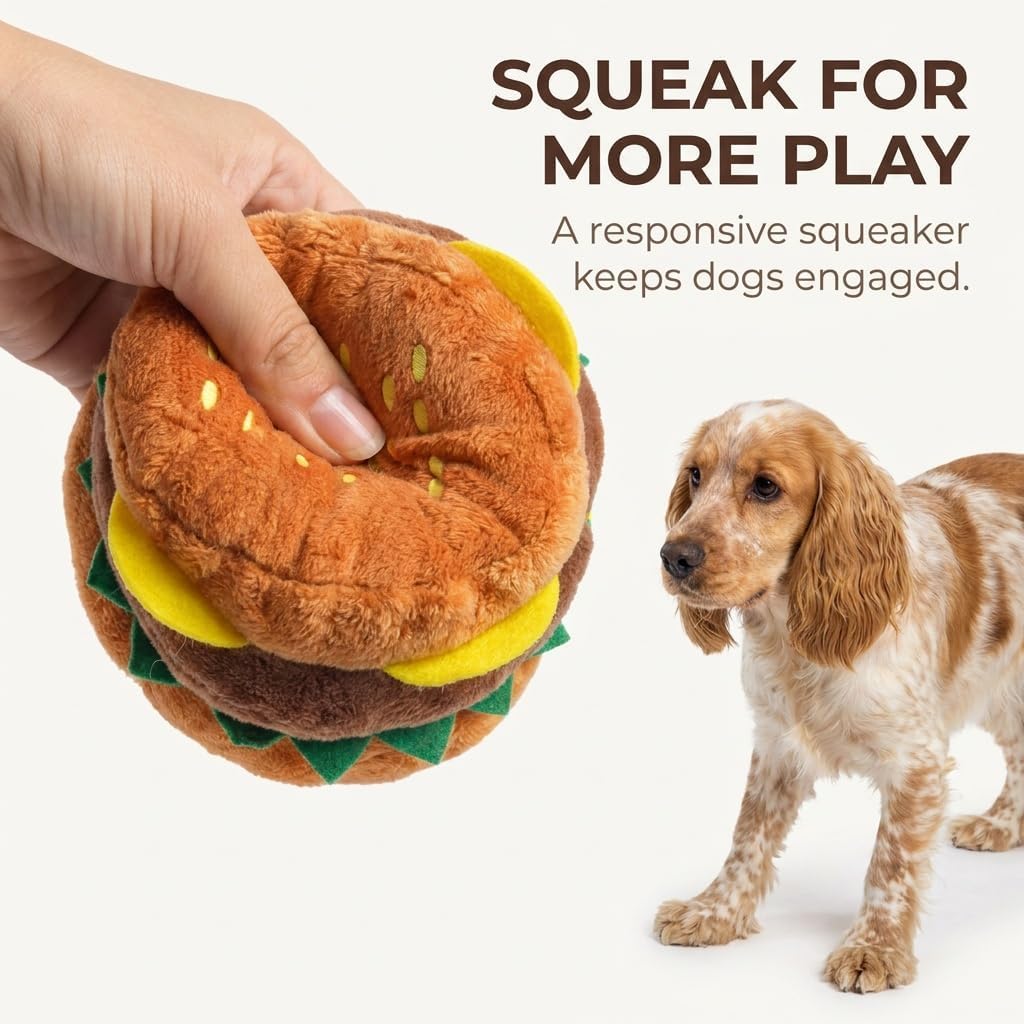 Hamburger Shape Dog Plush Squeaky Toy H151