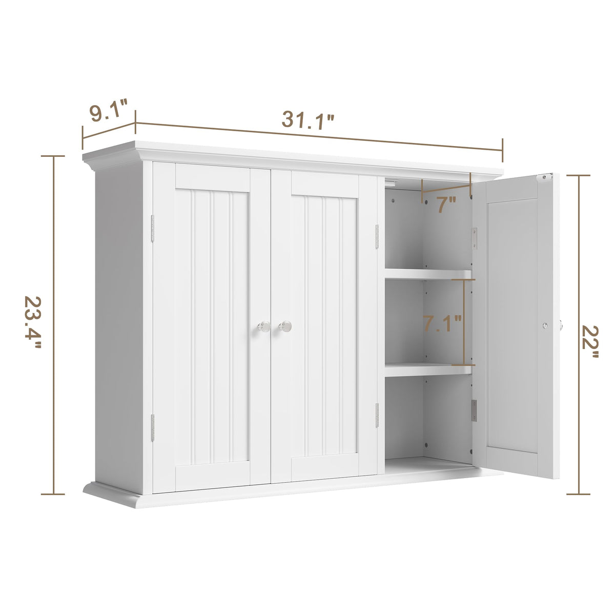 Laundry Cabinet with 3 Doors and Adjustable Shelves C5482