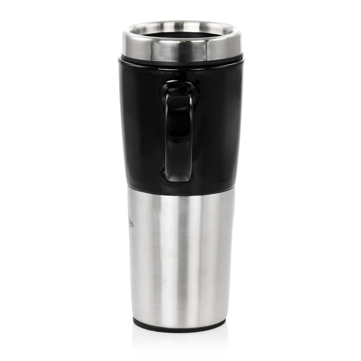 Stainless Steel Stoneware Travel Mug, 16 Oz, Black U90151