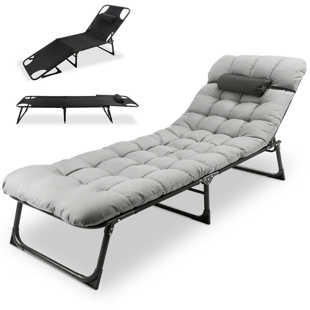 Heavy-Duty Portable Padded Camping Cot Bed with Mattress and Pillow J226