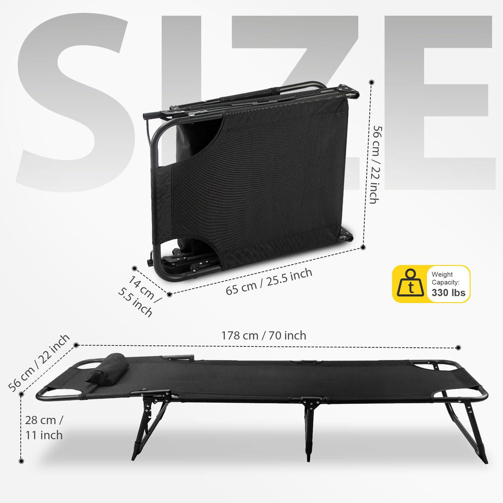 Heavy-Duty Portable Padded Camping Cot Bed with Mattress and Pillow J226