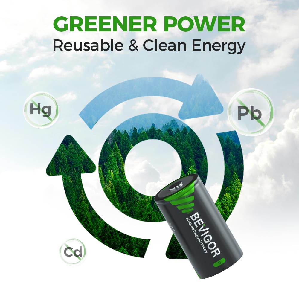 Rechargeable D Batteries 10000mAh NiMH 4 Count A6352