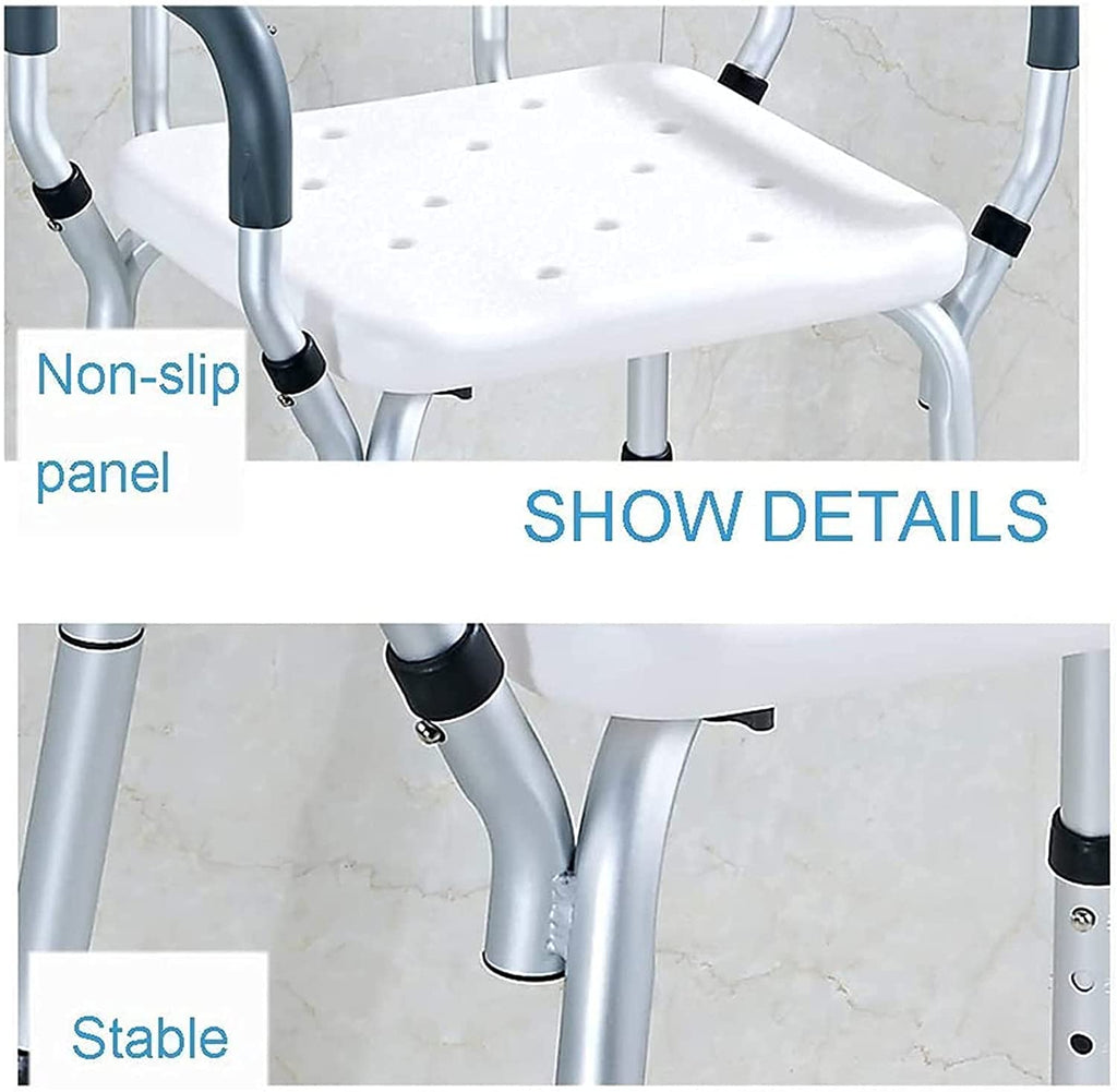 Padded Seat Transfer Bench, Bath Stools, Shower Chair with Arms and Back O6582