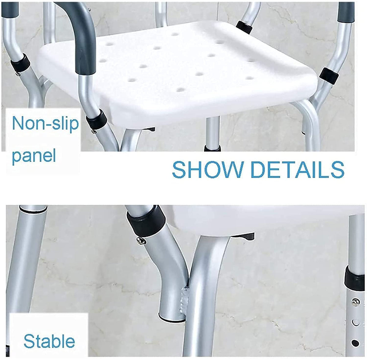 Padded Seat Transfer Bench, Bath Stools, Shower Chair with Arms and Back O6582
