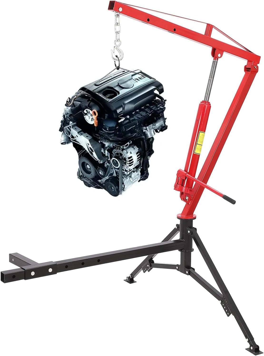 Hydraulic Hitch Mounted Pickup Truck Crane, 1000 Lbs Capacity, 360° Swivel, Red R768