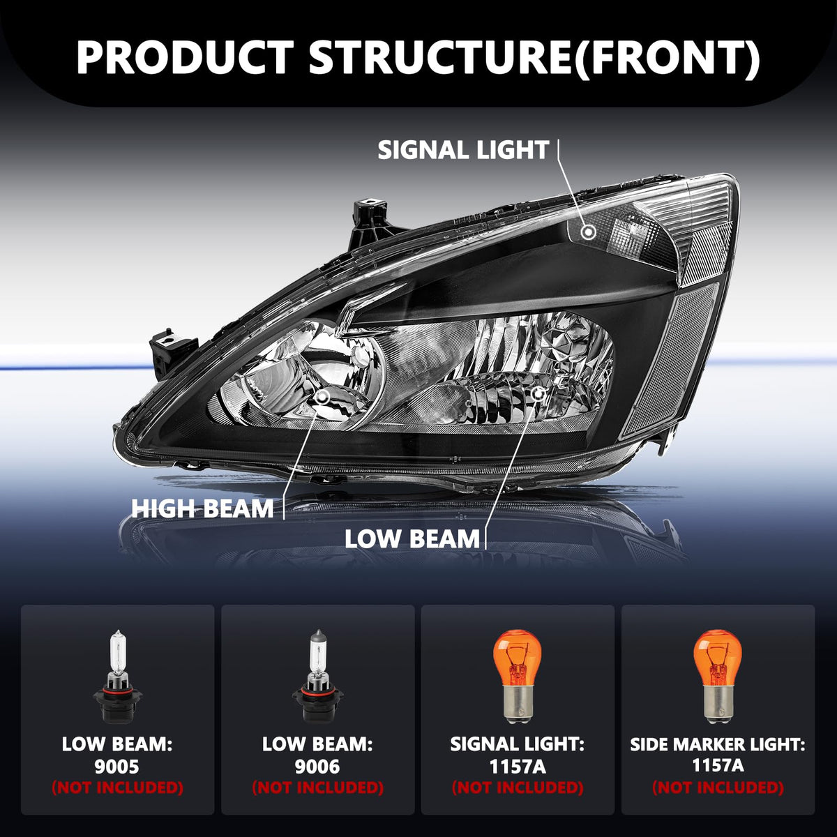 Black Clear Headlight Assembly X7117