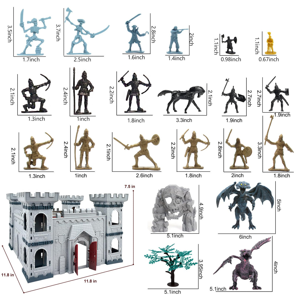 Medieval Castle Building Set with Knights and Dragon M841548