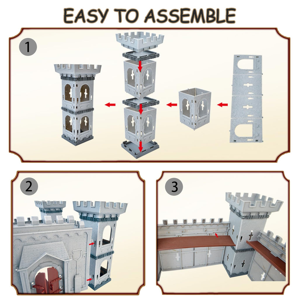 Medieval Castle Building Set with Knights and Dragon M841548