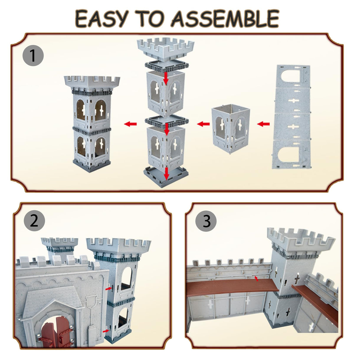 Medieval Castle Building Set with Knights and Dragon M841548
