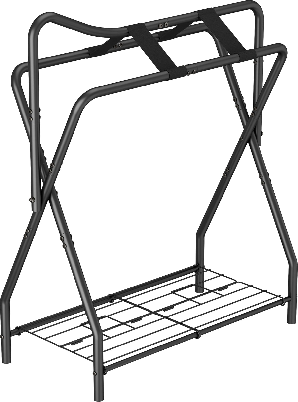 Foldable Black Horse Saddle Rack with Storage C801362