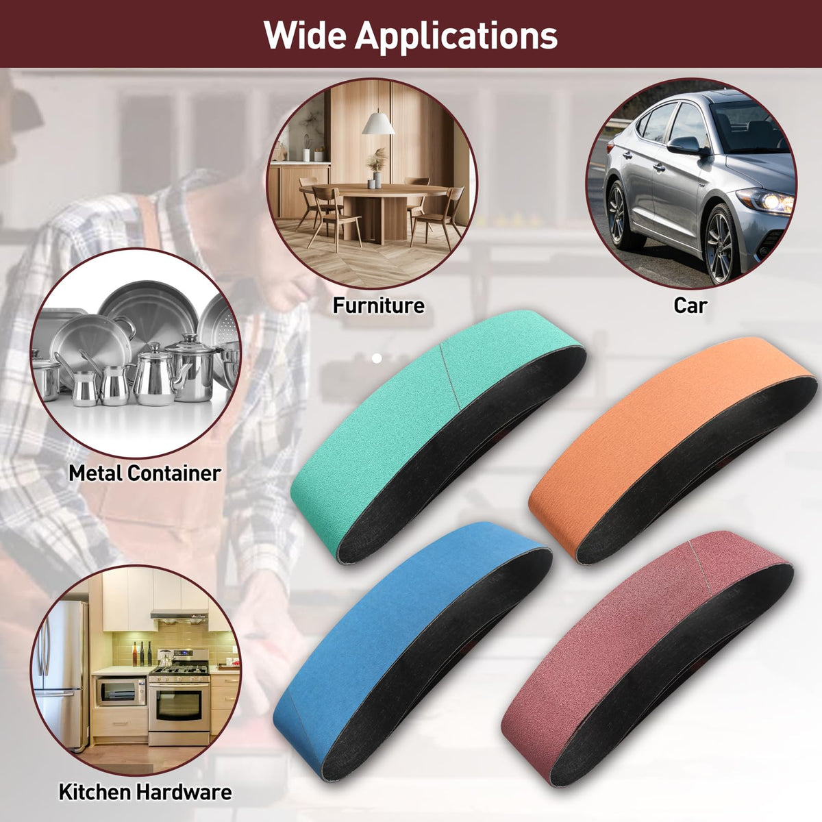4" x 36" Assorted Grits 12 Pcs Aluminum Oxide Sanding Belts H99669