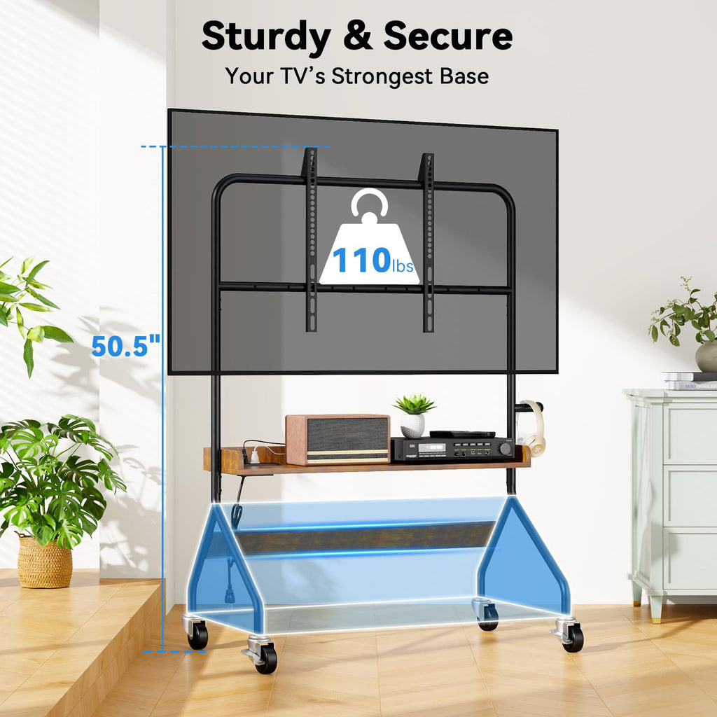 Rolling TV Stand with Power Outlet for 32-75 Inch TV X755776