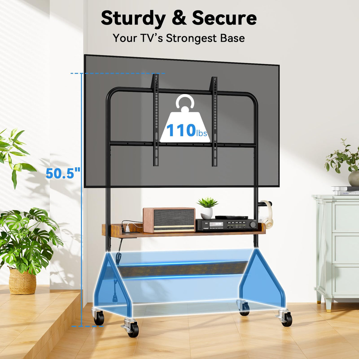 Rolling TV Stand with Power Outlet for 32-75 Inch TV X755776