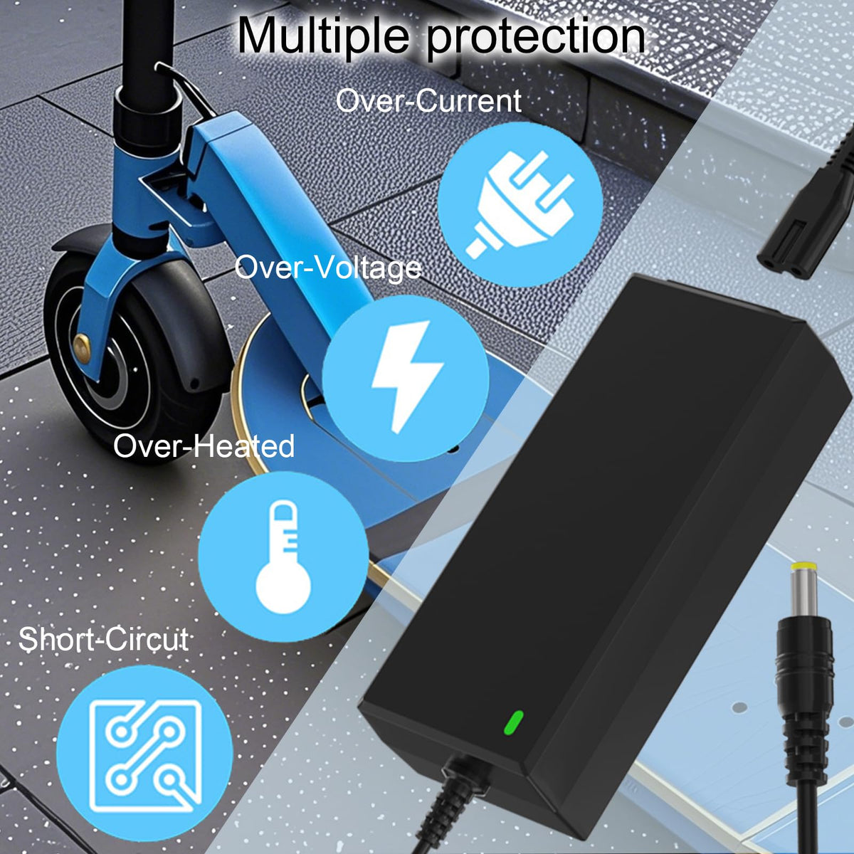 42V 2A Scooter Charger 4 in 1 Removable Connector Y73392