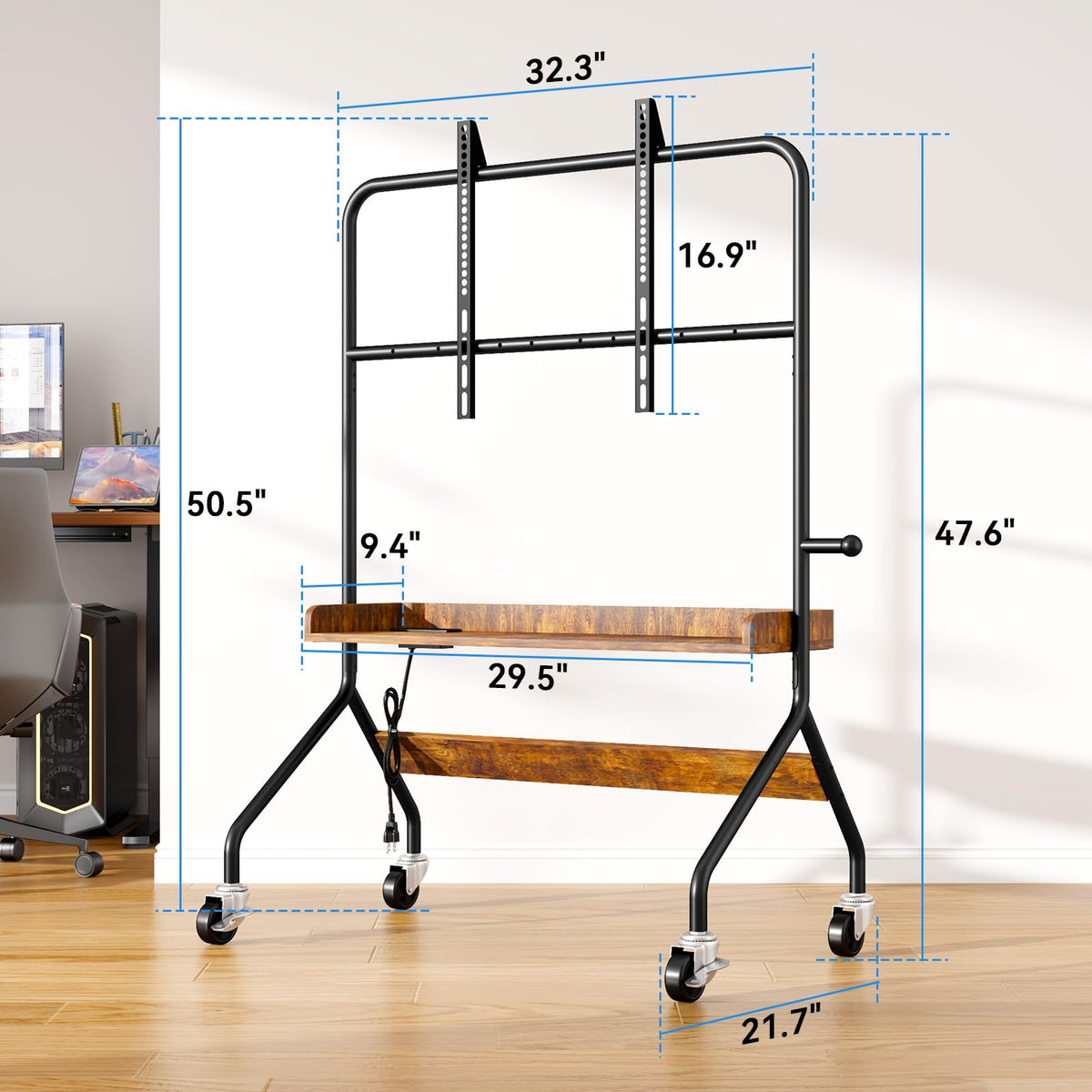 Rolling TV Stand with Power Outlet for 32-75 Inch TV X755776