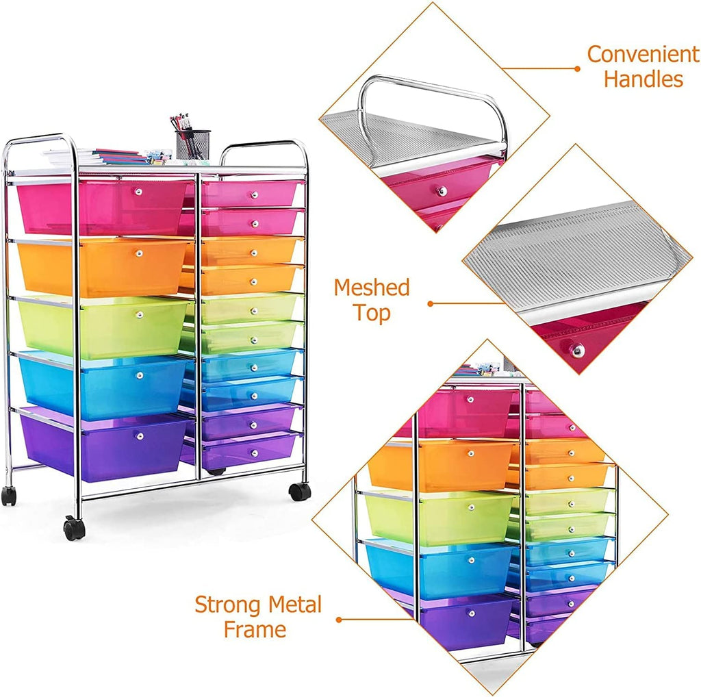 15 Drawer Rolling Storage Cart with Wheels K74276
