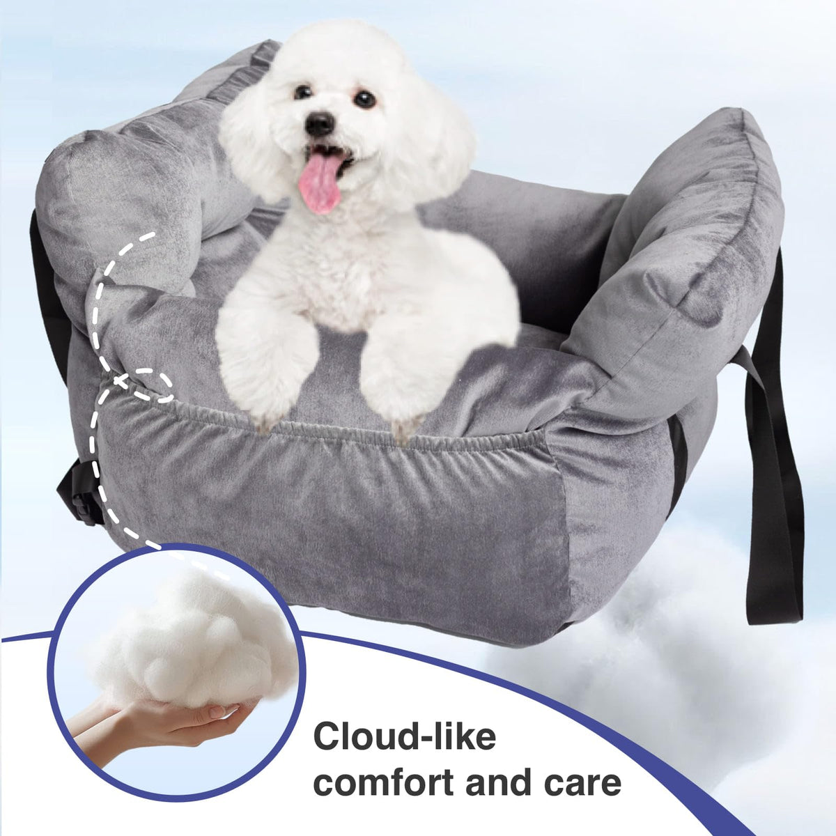 Gray Pet Car Booster Seat for Small Dogs up to 25 lbs Z812