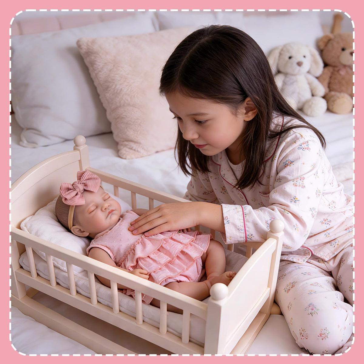 20'' Realistic Sleeping Newborn Girl Doll in Pink Dress M913685