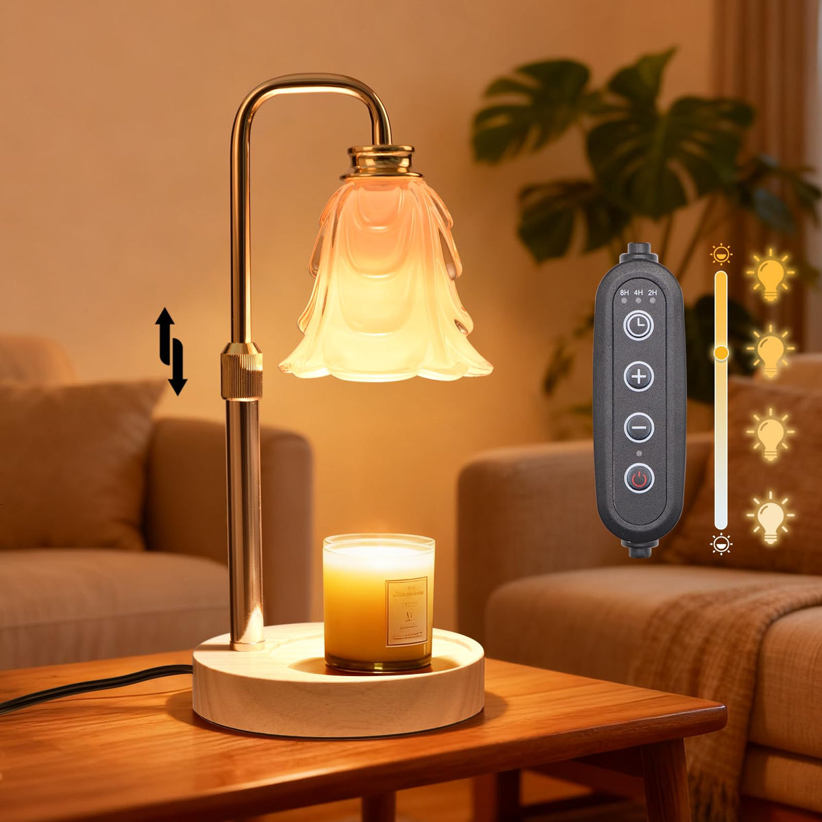 Adjustable Height Candle Warmer Lamp with Timer and Dimmer I201437