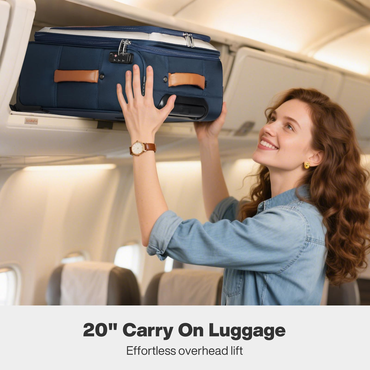 20 Inch Expandable Softside Carry On Luggage with Front Pocket O27460